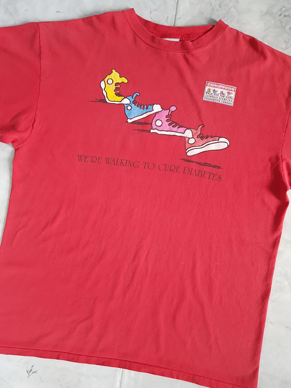 Vintage 90s Shoppers Walk For The Cure Single Stitch T-Shirt SNEAKERS